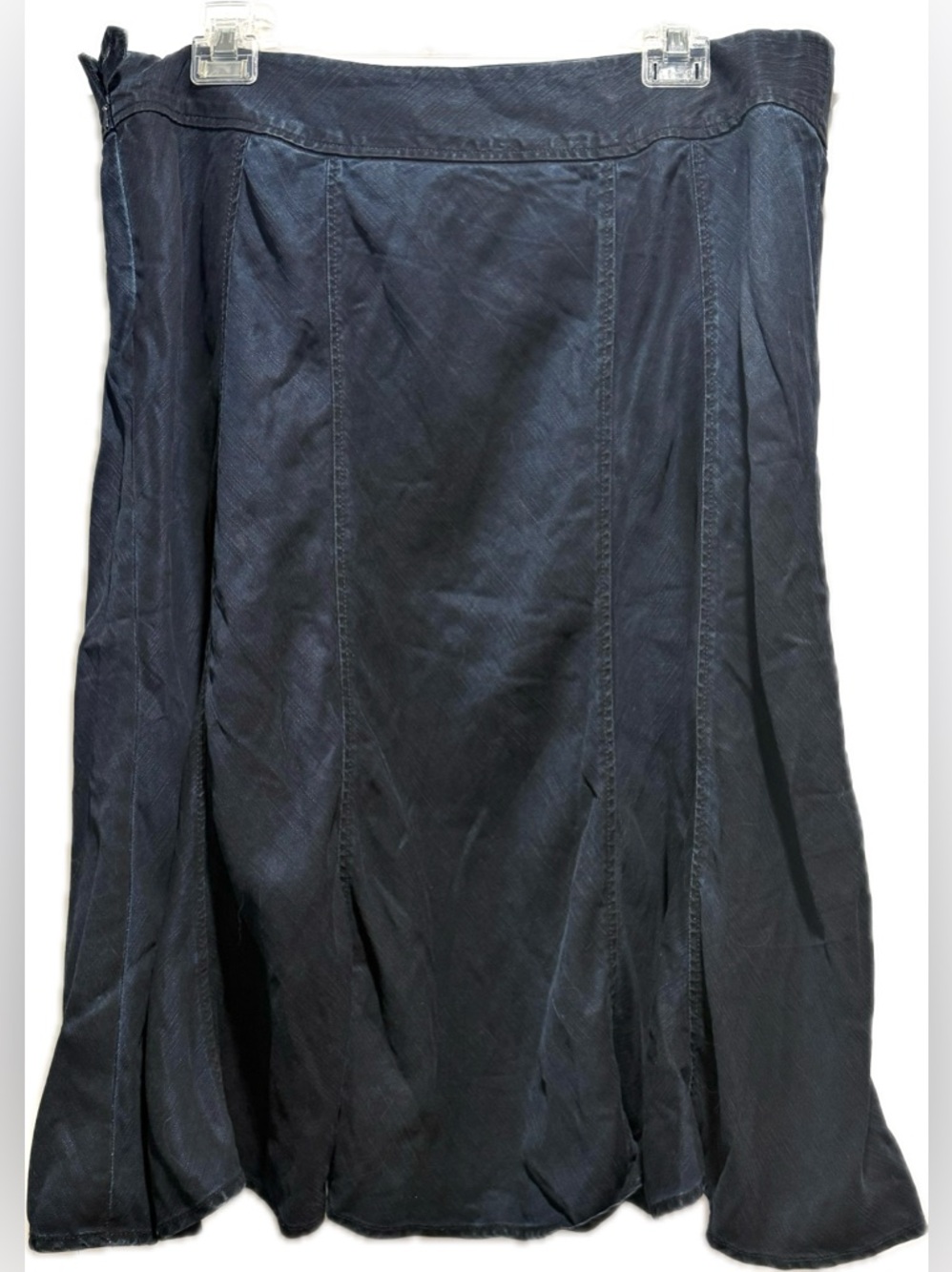 Coldwater Creek tencel/lyocell denim flowy tulip midi bias skirt  L